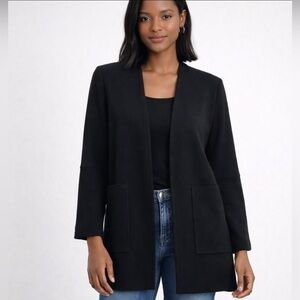 Lafayette 148 New York Matte Open Front Wool Jacket Career Casual Black Size 4